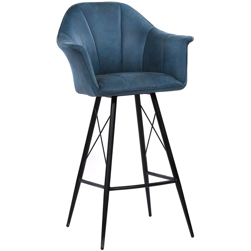 Moes Olivier 30 Faux Leather Bar Stool In Blue And Black