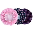 thumbnail image 3 of 3 Pack Bonnets de Douche Double Couche Élastique Imperméable Bonnet de Bain pour Femmes Douche Spa Salon, 3 of 5