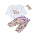 thumbnail image 1 of CNKOO Baby Girls Bunny Romper Flower Pants  3pc Outfit Set, 1 of 4