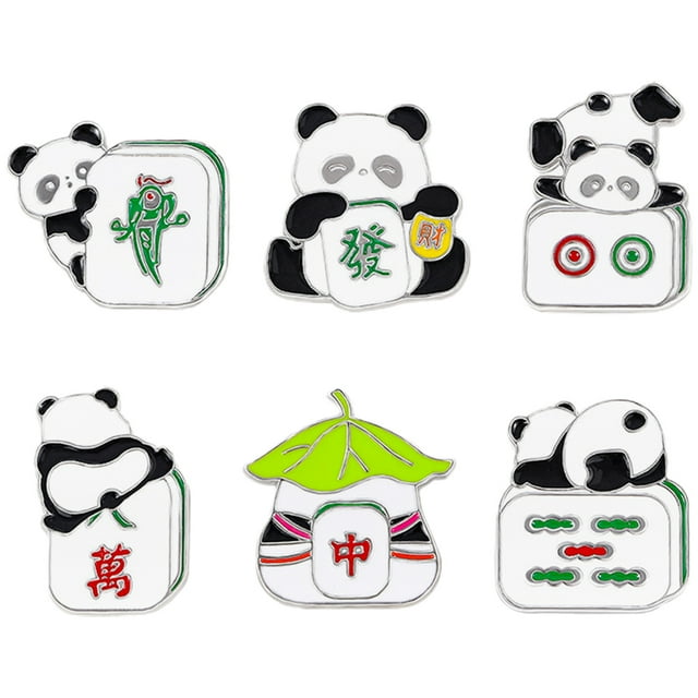 Miangastore Brooch Pin For Women Panda Brooches Zinc Alloy 6Pcs 1.0X0.98In