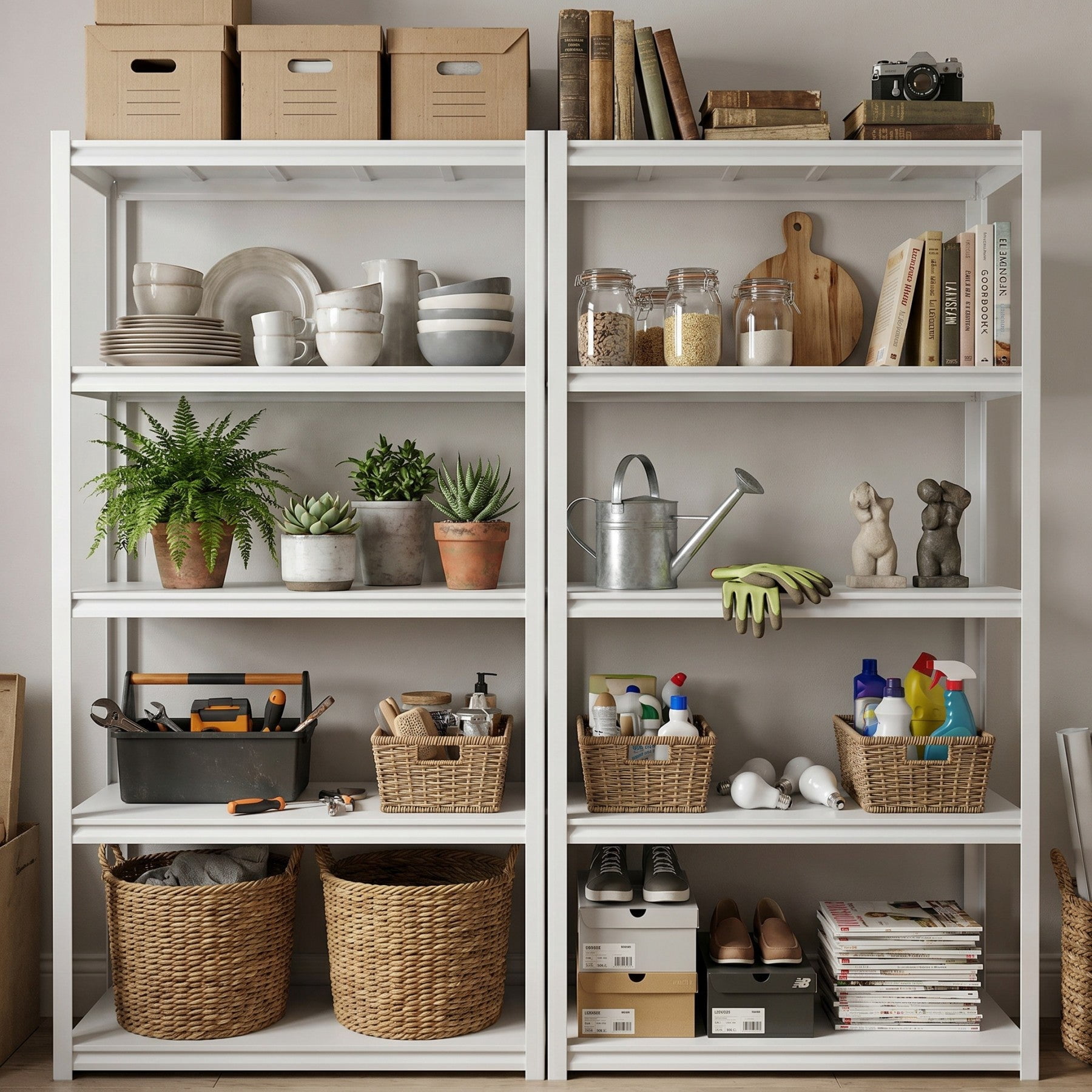 Sailvan 1650LBS Heavy Duty Garage Shelving, 5-Tier Adjustable Metal Storage Shelves, Industrial Steel Utility Rack, 36"W x 16"D x 72"H,White