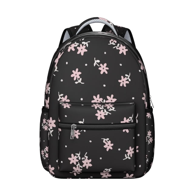 Floral Print Travel Backpack for Students Lightweight and Multifunctional School Bag with Tropical Flower and Leaves Pattern