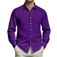 thumbnail image 6 of GrmtClth Mens Dress Shirt Long Sleeve Regular Fit Button Up Shirt Vintage Stretch Solid Color Formal Shirt Purple M, 6 of 7