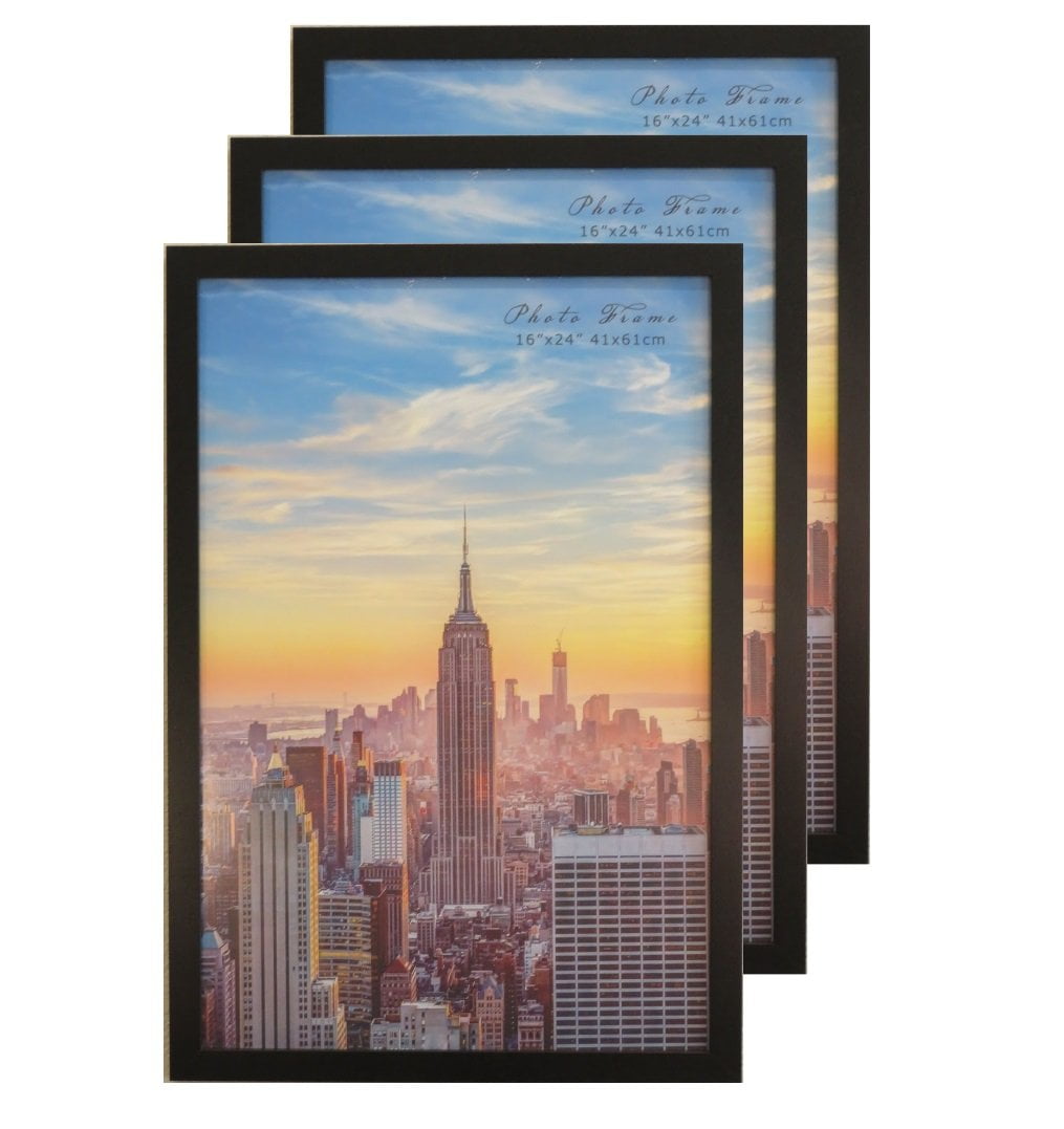 Frame Amo 16x24 Black Wood Picture or Poster Frame, 1 inch Wide Border