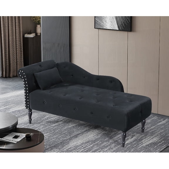 Aijia 60.6" Velvet Chaise Lounge with Selected Soft Velvet & High Density Foam (Left Arm Design)