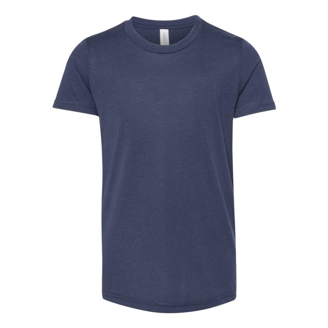Bella Canvas Youth Short Sleeve Triblend Tee, M, Solid Navy Triblend