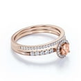 thumbnail image 2 of Dazzling Minimalist 1.50 Catar Round Morganite And Diamond Moissanite Engagement Ring, Wedding Ring, One Matching Band in 10k Solid Rose Gold, Gift For Her, Silver, Halo Bridal Ring Set, Promise Ring, 2 of 3