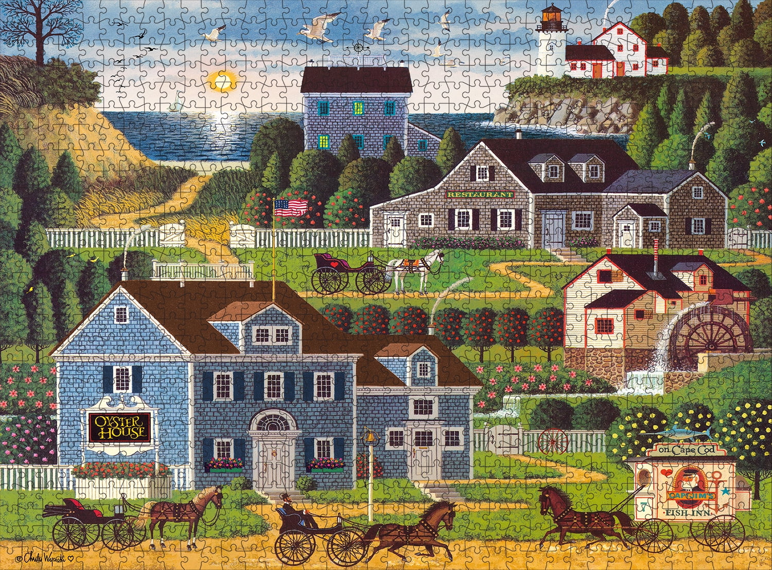 Buffalo Games Charles Wysocki Sunset Bay 1000-Piece 26.75 x 19.75-Inch Interlocking Jigsaw Puzzle for Adults Ages 14+