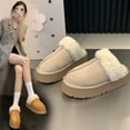 thumbnail image 4 of Zapatillas de felpa para mujer para uso exterior, botas de nieve integradas de piel para otoño e invierno, zapatillas de algodón con punta cerrada y forro polar de fondo grueso, 4 of 6