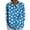 Blue, variant on QASIEATN Womens Summer Tops Lapel Retro Button Down Loose Top Casual Cotton and Linen Shirt 3/4 Sleeve Shirt