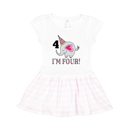 

Inktastic 4th Birthday Elephant Girls Gift Toddler Girl Dress