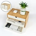 thumbnail image 2 of veasfak Bamboo Desktop Storage Drawer Scissors Supplies Premium for Study Bathroom white white three layer, 2 of 9