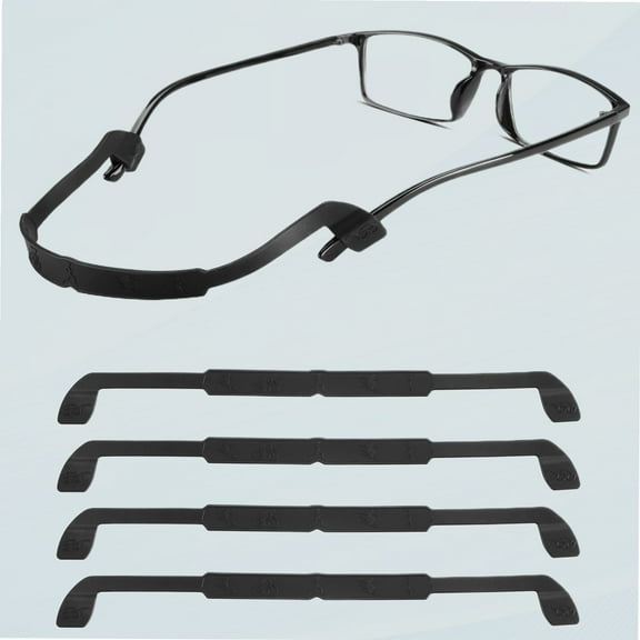 Glasses Straps Anti-Slip Silicone Glasses Straps Glasses Holder Sports Elastic Soft Sunglasses Holder Straps Suitable for Kids Boys and Girls 22cm (4 Pieces Black)