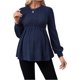 thumbnail image 1 of - playera de mernidad para mujer, cuello redondo, punto acanalado, manga larga, peplum, 1 of 5