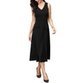 thumbnail image 2 of INSPIRE CHIC Business Office Dresses for Women's 2025 Mock Neck Sleeveless A Line Work Midi Dress XS Black, 2 of 6