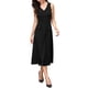 thumbnail image 2 of Vestidos de oficina INSPIRAR CHIC para mujeres 2025, vestido midi sin mangas con cuello simulado en línea A, color negro, 2 of 6