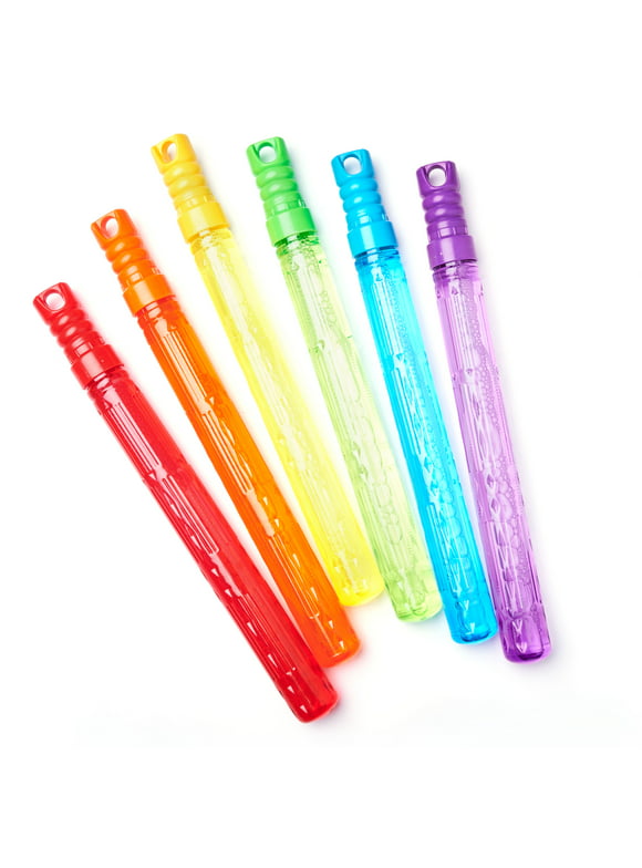 Play Day Bubble Maker Stick Toy with 30 Ounce Bubble Solution, 6 Pack, Multiple Colors, Child Ages 3+