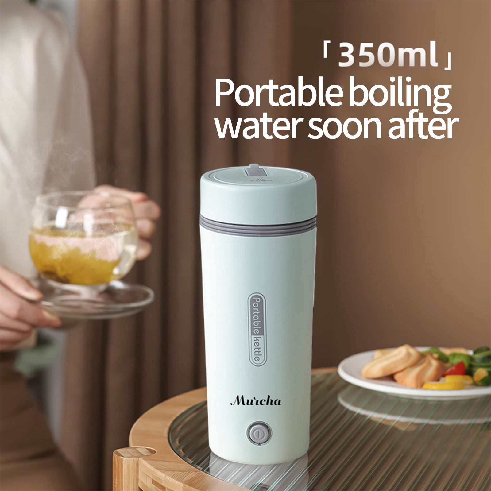 Gnmfd 3-in-1 Mini Car Kettle Portable Electric Tea Coffee Water Heater, Fast Boil Travel Kettle with Auto Shut Off for Office Hotel Outdoor