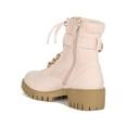 thumbnail image 3 of Women Buckle Shaft Lace Up Lug Sole Ankle Boot 18931, 3 of 6