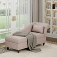 thumbnail image 4 of Yongqiang Indoor Storage Chaise Lounge Upholstered Fabric Lounge Chair Living Room Bedroom Corner Small Chaise Sofa Recliner with Wood Legs (Right Arm) Tan, 4 of 7