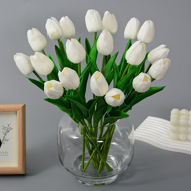 Tulipanes artificiales de imitación | Decoración realista para el hogar y la oficina | Arreglos florales primaverales para decorar paredes de bodas y fiestas