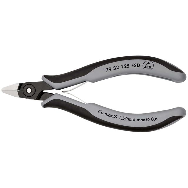 KNIPEX 79 32 125 ESD Pinzas de precisión de corte diagonal para electrónica ESD Con fundas en dos componentes bruñido 125 mm