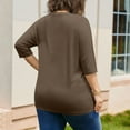 thumbnail image 3 of Qxiansh Plus Size Tops for Women 3/4 Length Sleeve Shirts with Pockets Crew Neck Loose Casual Spring Tunic Blouses, 3 of 7