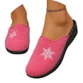 thumbnail image 1 of Women Fashion Slip on Slippers Snowflake Design Flock Material Semi Enclosed Toe Soft Sole Casual Slide Sandals, 1 of 4