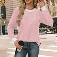 thumbnail image 6 of BLVB Womens Tops Long Sleeve Shirts Lightweight Sweaters Loose Fit Crewneck Color Block Fall Fashion Outfits Winter Clothing, 6 of 7