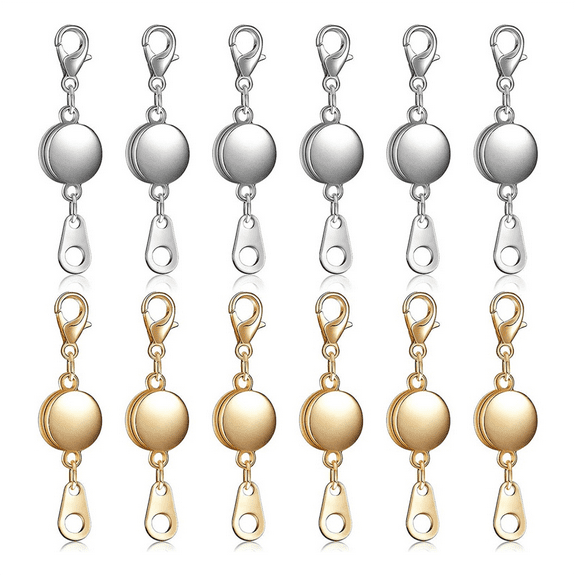 12 Pieces Locking Magnetic Jewelry Clasp Round Necklace Closures Bracelet Extender for Making