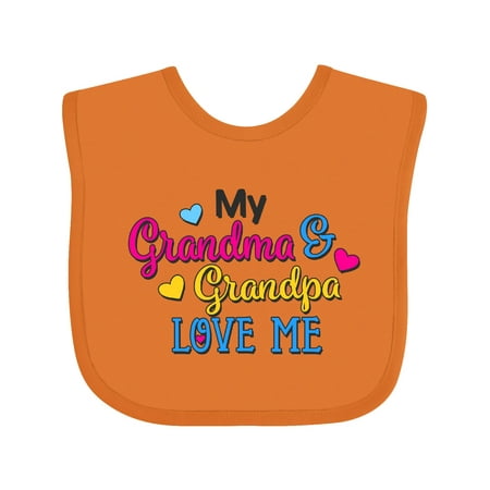 

Inktastic My Grandma and Grandpa Love Me with Hearts Gift Baby Boy or Baby Girl Bib