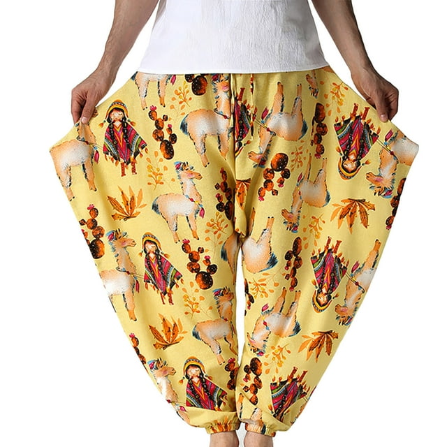 Birdeem Pantalon Décontracté Mode Rétro Imprimé Taille Mi-Haute pour Hommes