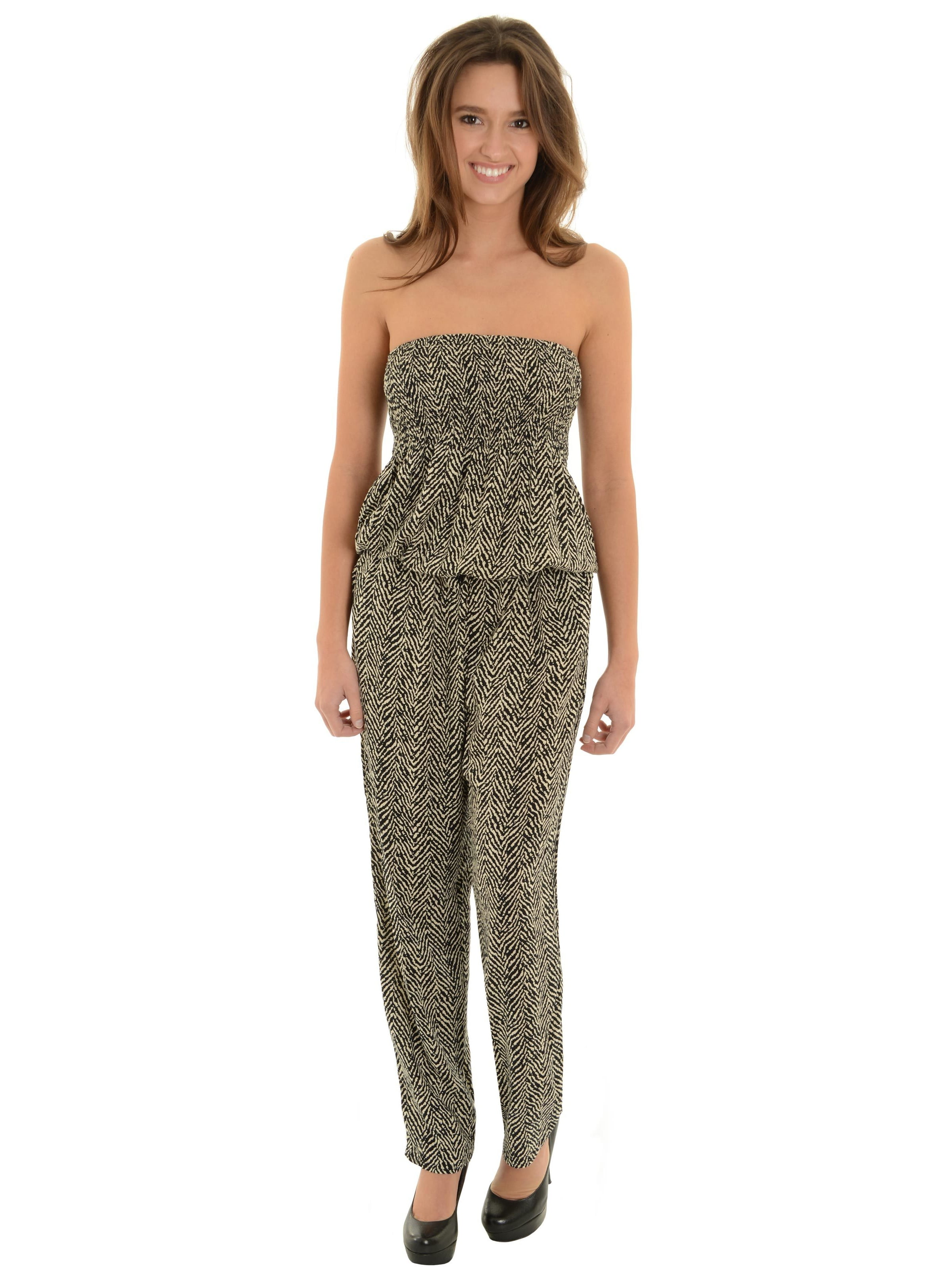 cream strapless jumpsuit