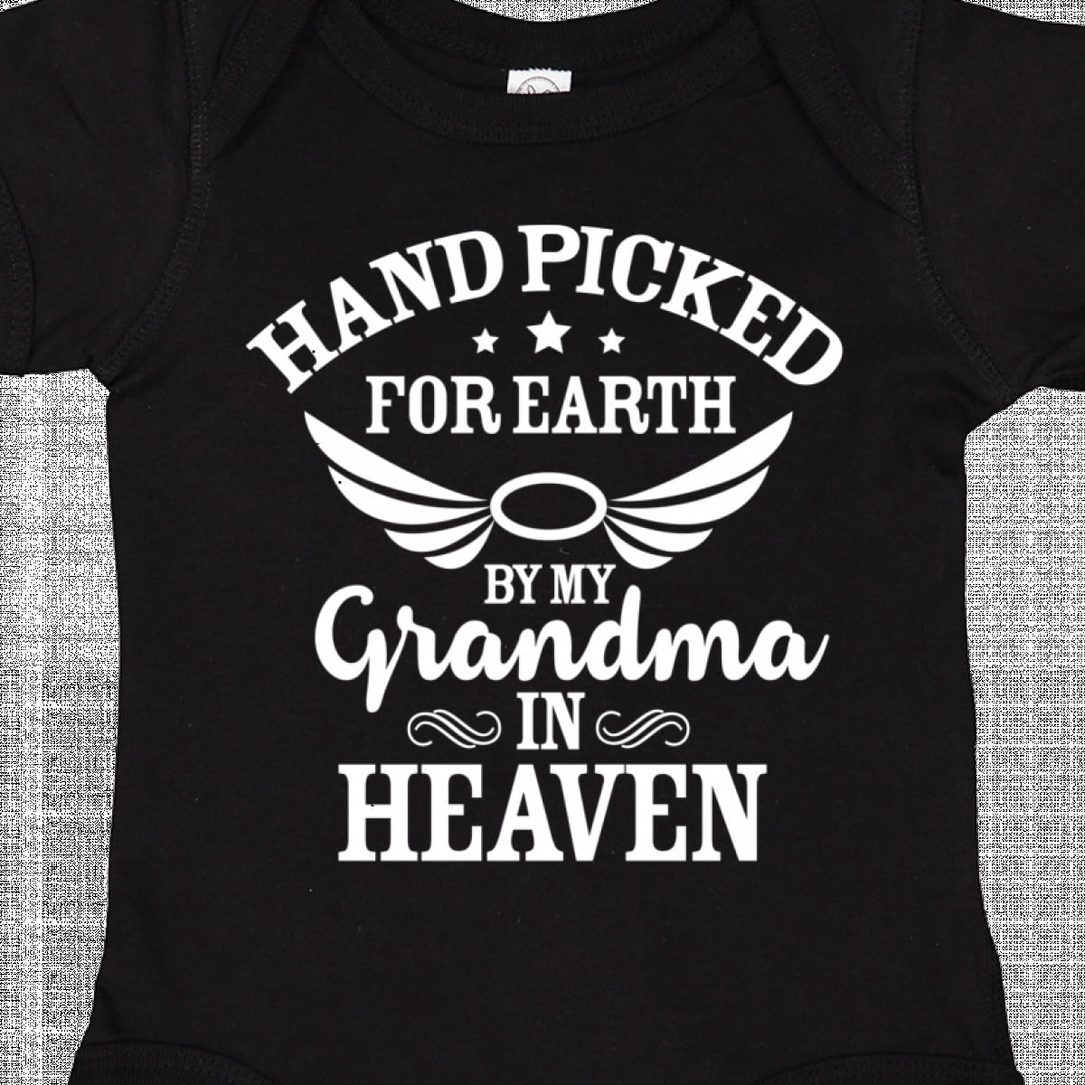 Inktastic Handpicked for Earth by My Grandma in Heaven Angel Wings Boys or Girls Baby Bodysuit