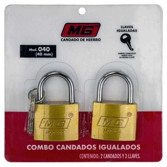 Combo Candado MG De 40mm Gancho Corto