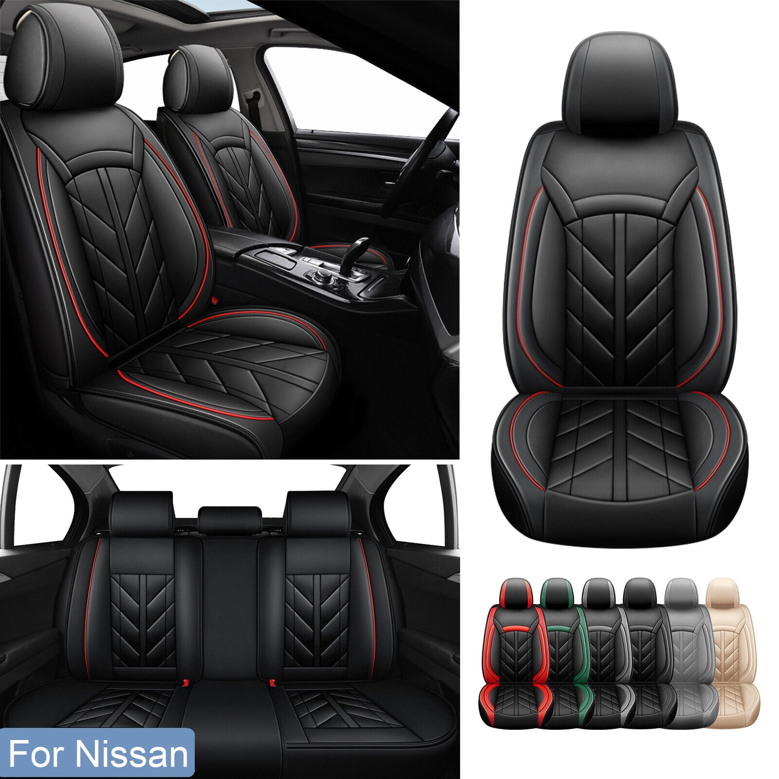 For Nissan Car Seat Covers 5Seats Full Set, Wearresistant Pu Leather