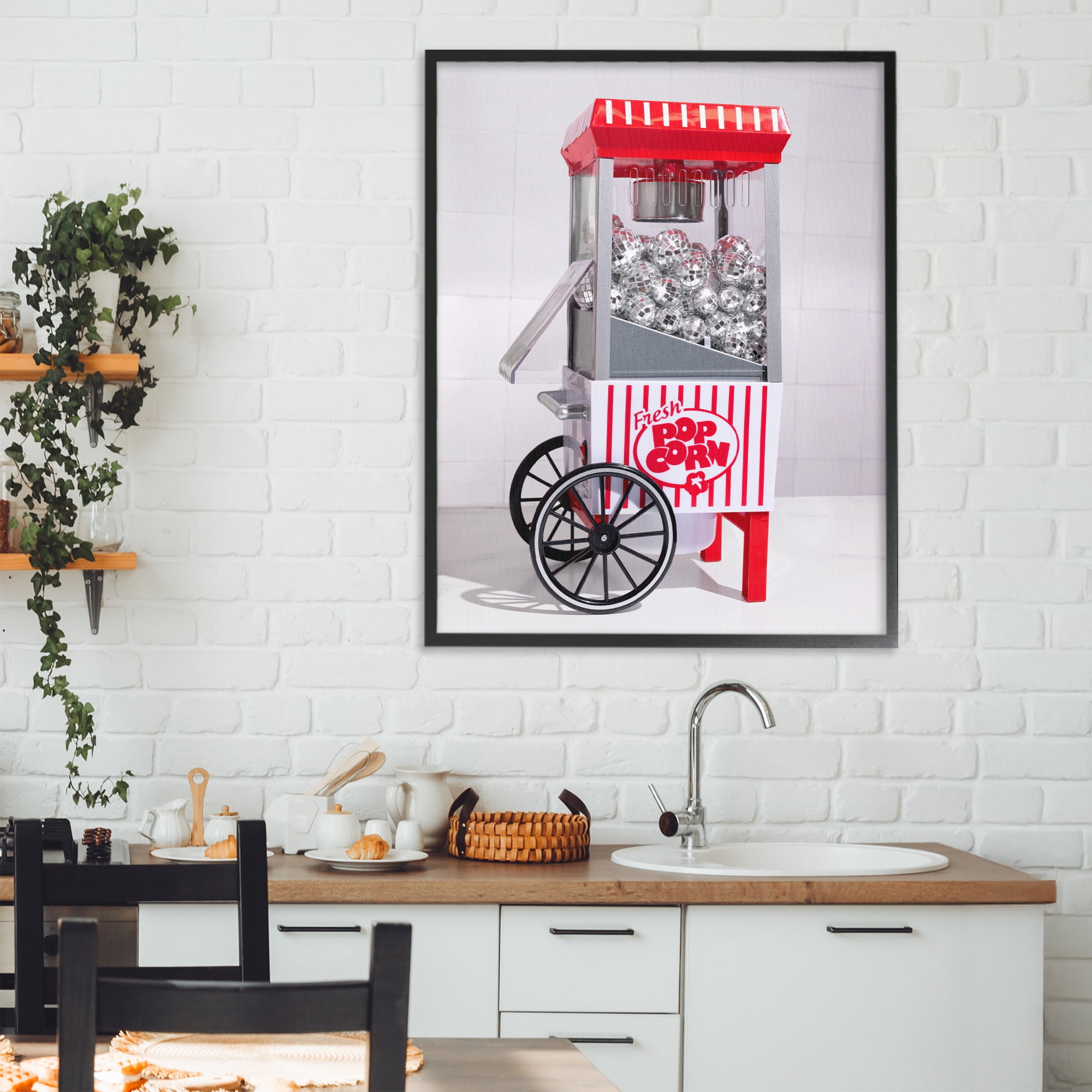 Stupell Industries Fun Disco Popcorn Machine Black Framed Giclee Art, design by LISH Creative