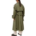thumbnail image 2 of Women Casual Long Trench Coat with Lapel Collar Solid Color Double Breasted Loose Fit with Belt, 2 of 4