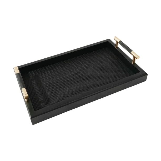 Bandeja de tocador Bandeja de joyería portátil con asas Anillos Pendientes Collares Pulsera Negro