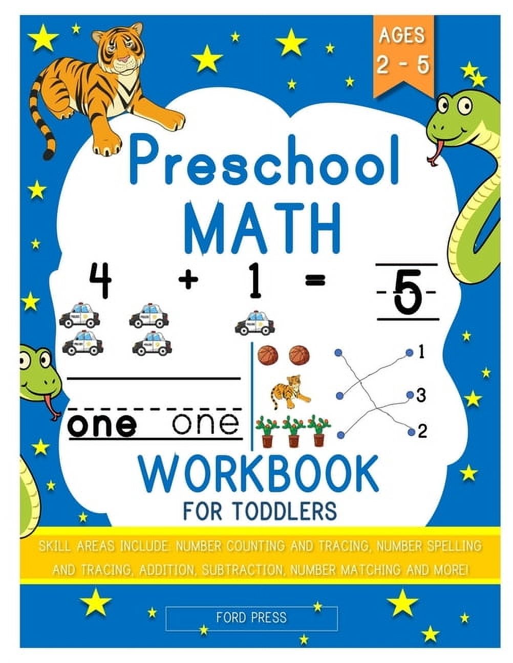 Preschool Math Workbook for Toddlers: Beginner Math Preschool Learning Book with Shapes, Numbers 1-10, Alphabet, Pre-Wri, (Paperback)