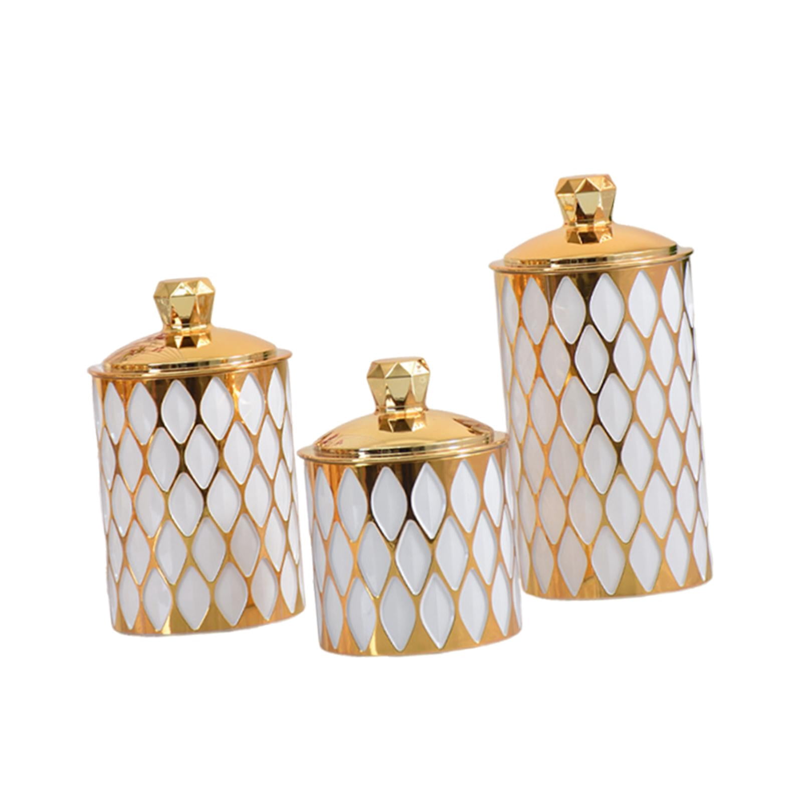 QSTDGVPW 3 Pieces Food Storage Jars with Lid Food Storage Container Tea Canister Airtight white trim