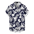 thumbnail image 4 of Men's Hawaiian Wrinkle Short Sleeve Button Down Tropical Floral Beach Vacation Shirt Black XL, 4 of 7