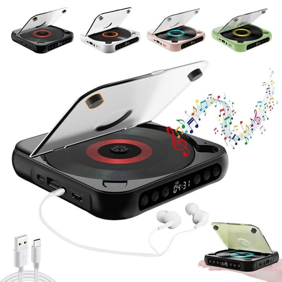 Sentmoon Portable CD Player Bluetooth Compatible Rechargeable Compact Home Disc Player Built In HiFi Speakers with Timer LCD Screen Display Supports AUX USB Walkman Personal Music Player