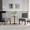 thumbnail image 3 of Zechuan 3 Pics Dining Table Set with Round Table and 2 Upholstered Chairs for Small Spaces, Gray, 3 of 10