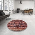 thumbnail image 4 of Ahgly Company Machine Washable Indoor Square Traditional Sunrise Orange Area Rugs, 4' Square, 4 of 7