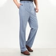 thumbnail image 2 of Chiccall Mens Oversized Cotton Linen Dress Pants Casual Elastic Waist Pocket Loose Summer Vacation Beach Trousers Blue 3XL, 2 of 3