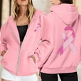 thumbnail image 3 of Breast Cancer Awareness Hoodie for Women 2025 Long Sleeve Zip Up Hoodies with Pockets Hooded Sweatshirt Jacket, 3 of 6