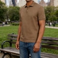 thumbnail image 2 of YODETEY Men’s Classic Solid Polos Shirt, Men’s Everyday Fit Collar Casual Shirts,Big and Tall Brown,Size S-3XL, 2 of 5