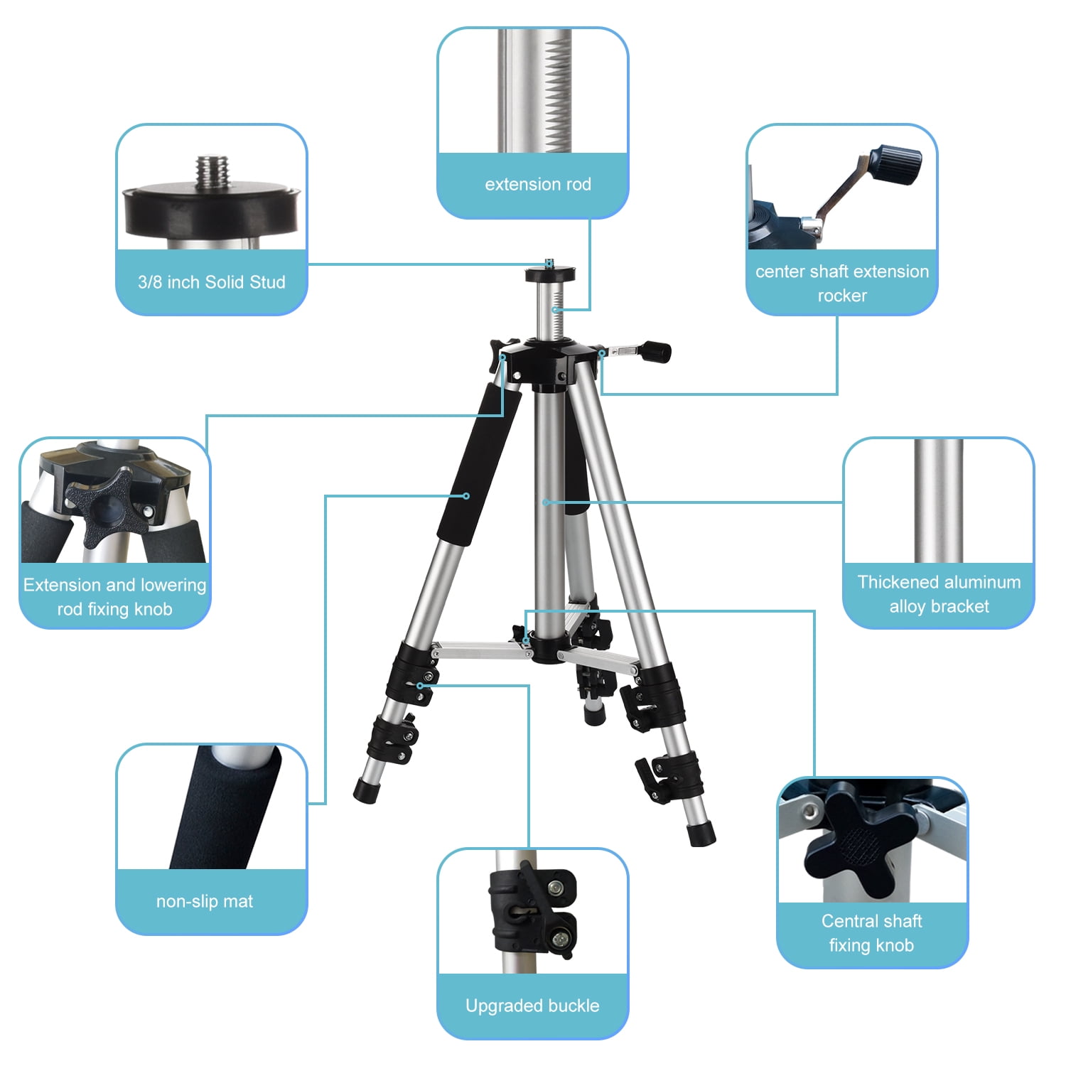 SKERELL Adjustable Height Projector Stand,Universal Projector Stand,Silver Laptop Tripod Stand