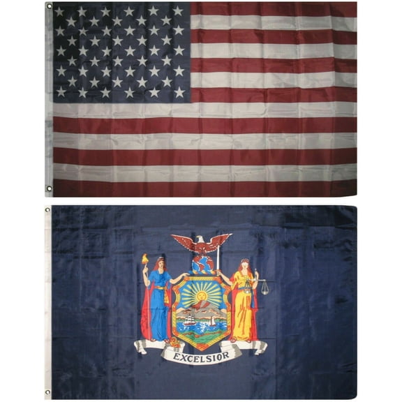 Wholesale Combo Lot of 3x5 USA Flag & State of New York 3x5 2 Flags Banner